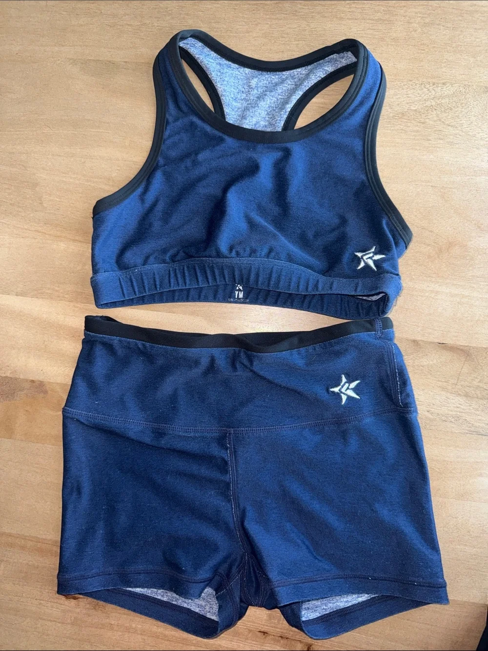 Girls Navy Active Crop Top & Shorts Matching Set